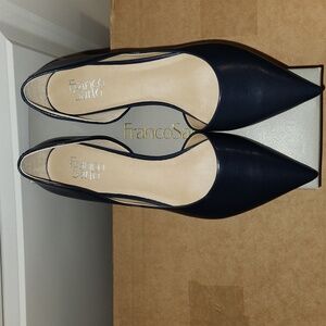 Franco Sarto Leather Pointed Toe Flats in Navy - Franco Sarto Neiman